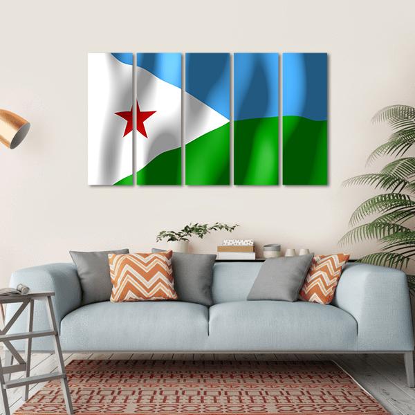 Djibouti Flag Canvas Wall Art-5 Horizontal-Gallery Wrap-22" x 12"-Tiaracle