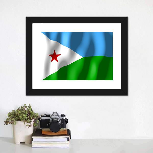 Djibouti Flag Canvas Wall Art-5 Horizontal-Gallery Wrap-22" x 12"-Tiaracle