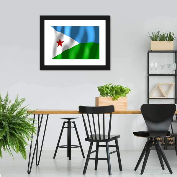 Djibouti Flag Canvas Wall Art-5 Horizontal-Gallery Wrap-22" x 12"-Tiaracle