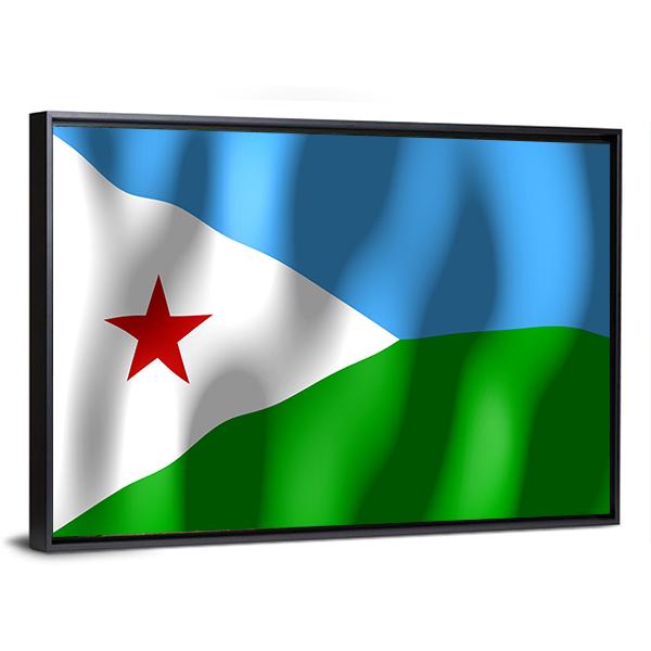 Djibouti Flag Canvas Wall Art-5 Horizontal-Gallery Wrap-22" x 12"-Tiaracle
