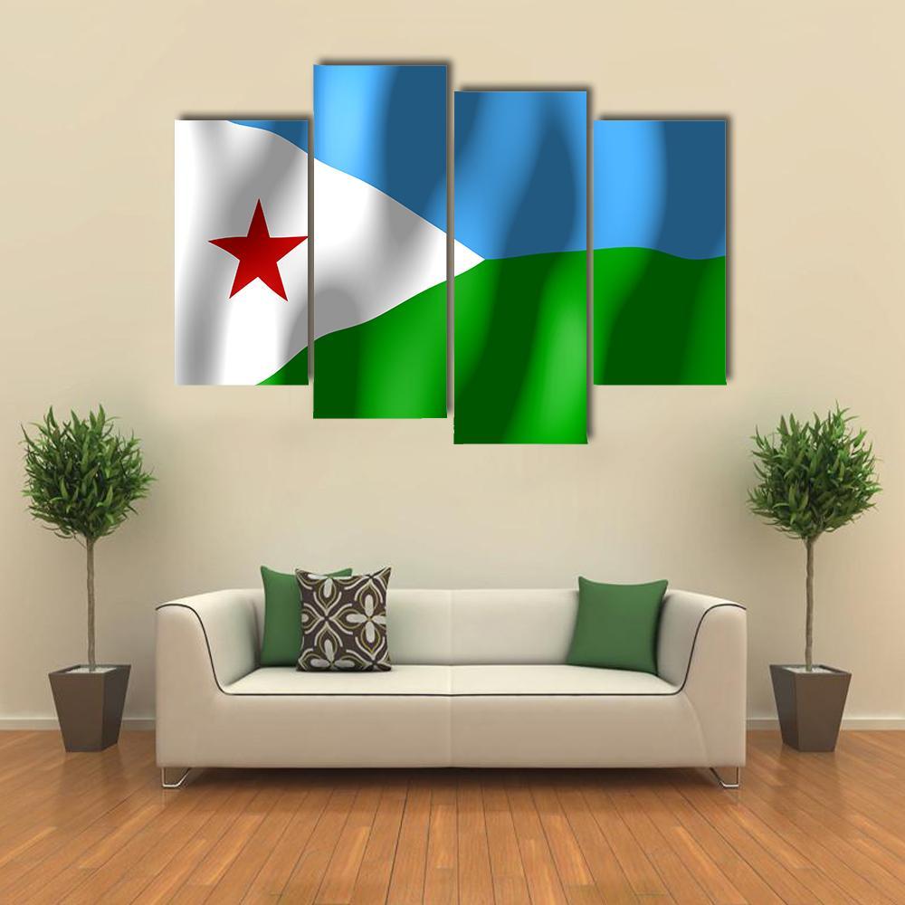 Djibouti Flag Canvas Wall Art-4 Pop-Gallery Wrap-50" x 32"-Tiaracle