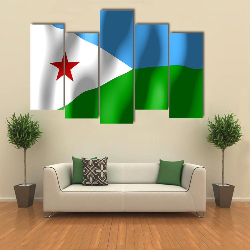 Djibouti Flag Canvas Wall Art-5 Pop-Gallery Wrap-47" x 32"-Tiaracle