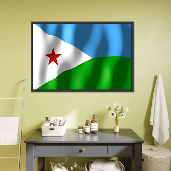 Djibouti Flag Canvas Wall Art-3 Horizontal-Gallery Wrap-25" x 16"-Tiaracle