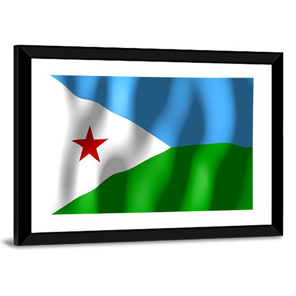 Djibouti Flag Canvas Wall Art-3 Horizontal-Gallery Wrap-25" x 16"-Tiaracle