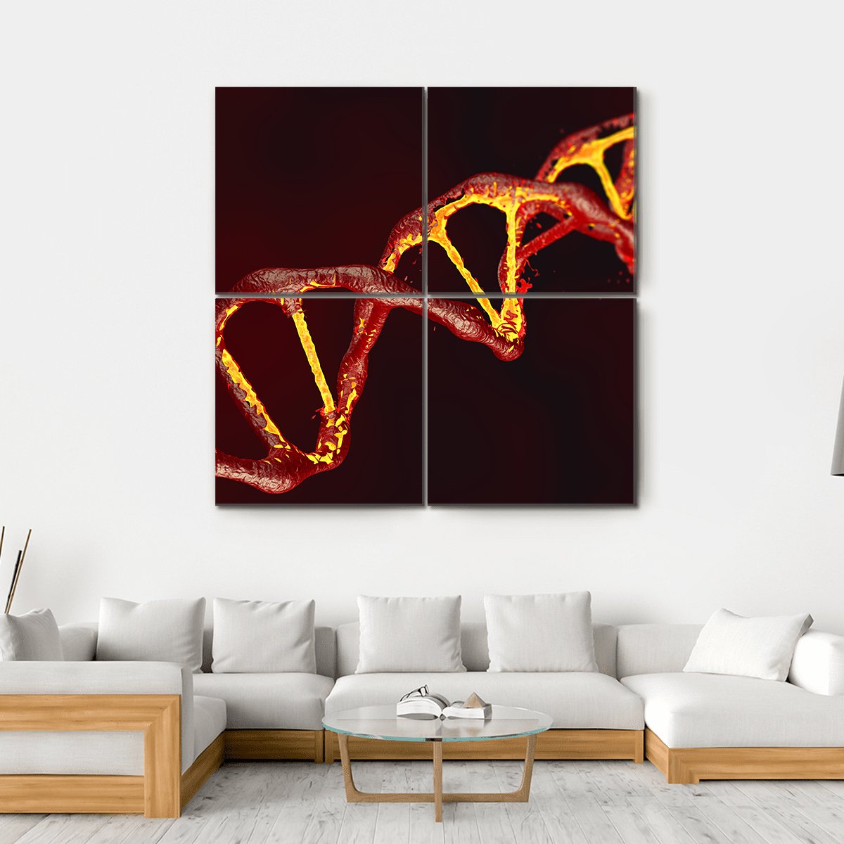 DNA Code Structure Canvas Wall Art-4 Square-Gallery Wrap-17" x 17"-Tiaracle