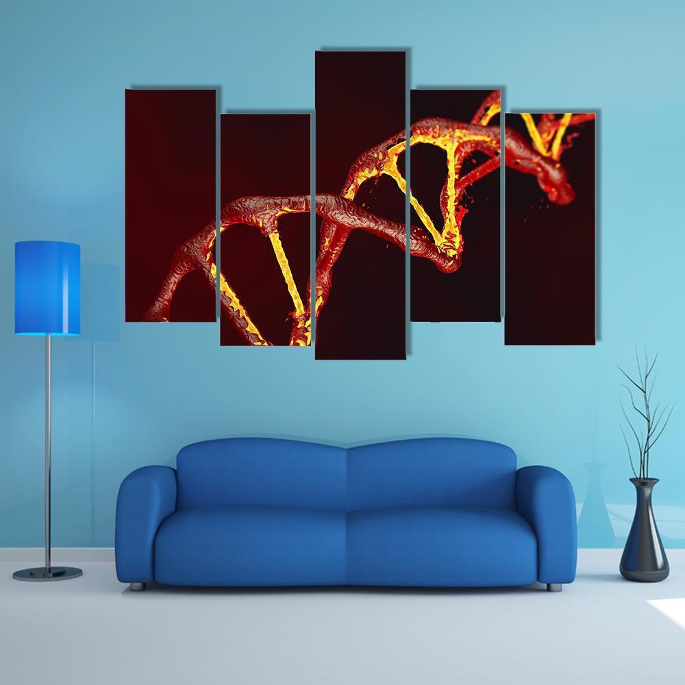 DNA Code Structure Canvas Wall Art-5 Pop-Gallery Wrap-47" x 32"-Tiaracle