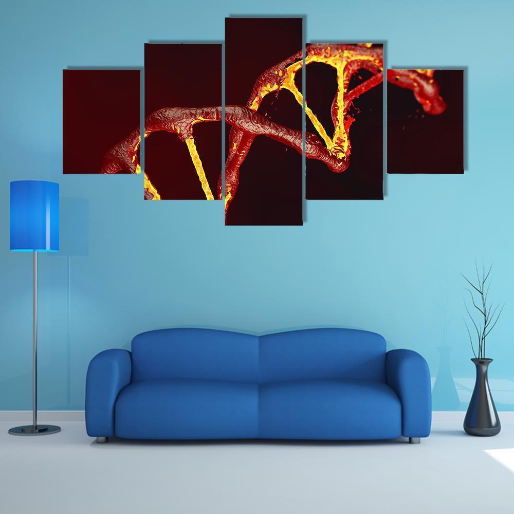 DNA Code Structure Canvas Wall Art-5 Pop-Gallery Wrap-47" x 32"-Tiaracle