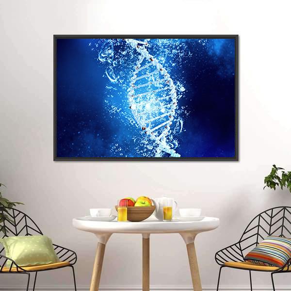 DNA Molecule In Water Canvas Wall Art-1 Piece-Floating Frame-24" x 16"-Tiaracle
