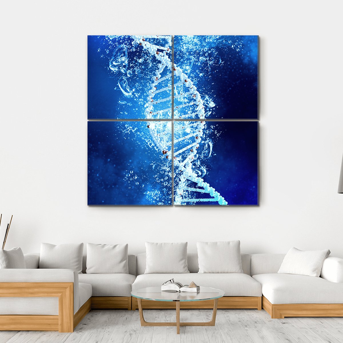 DNA Molecule In Water Canvas Wall Art-4 Square-Gallery Wrap-17" x 17"-Tiaracle