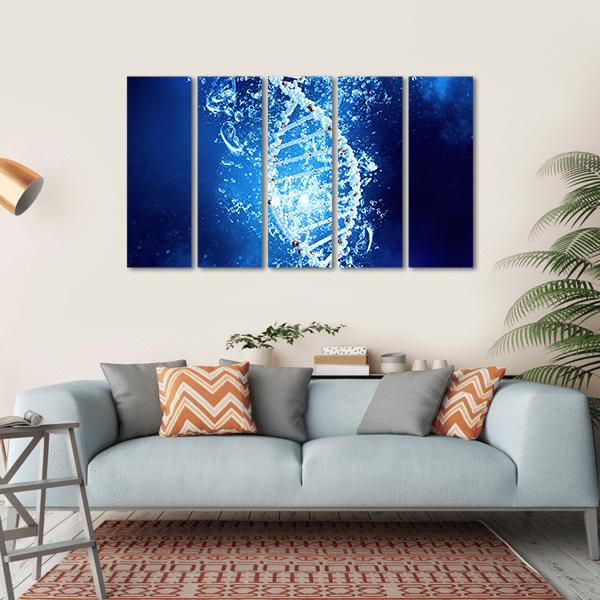 DNA Molecule In Water Canvas Wall Art-5 Horizontal-Gallery Wrap-22" x 12"-Tiaracle