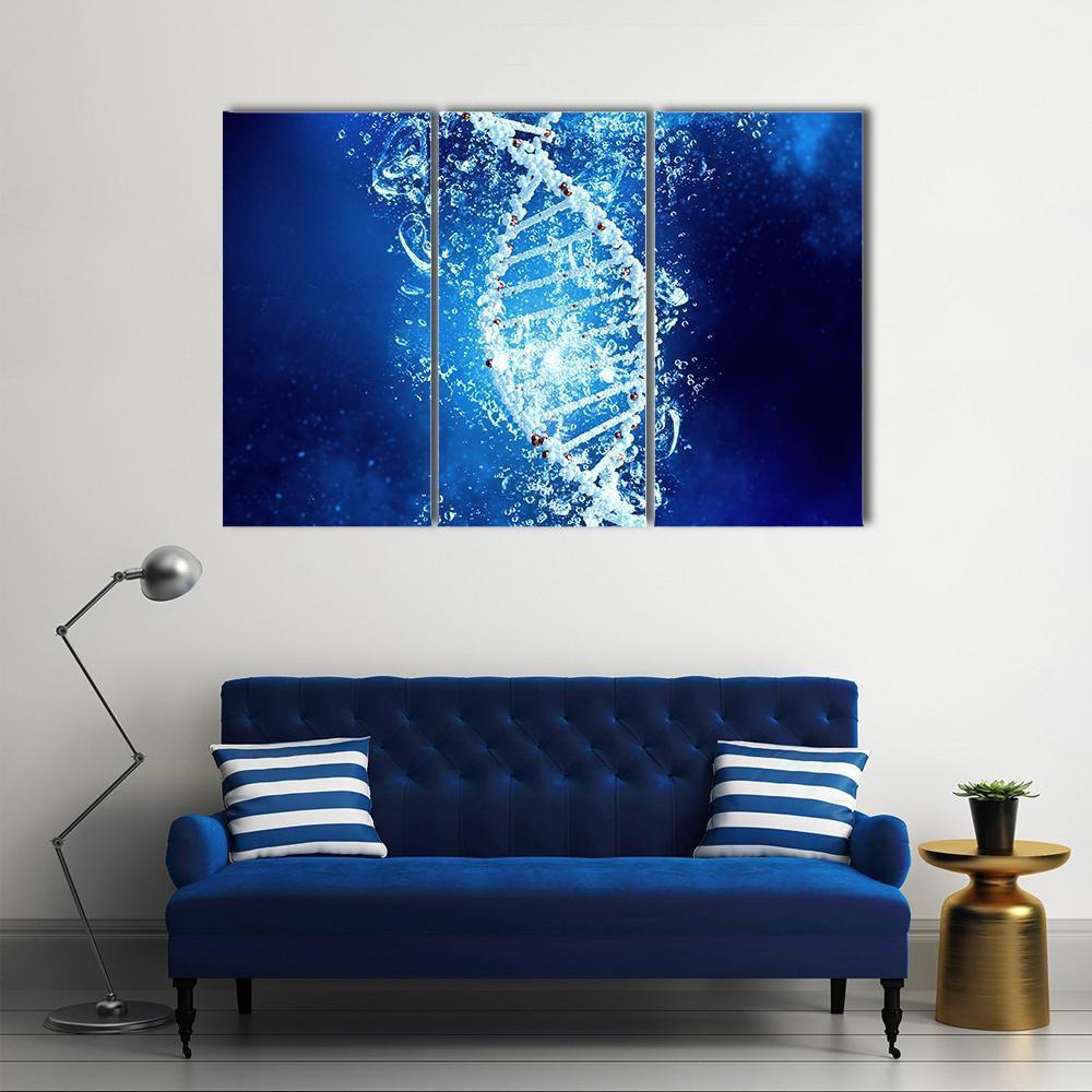 DNA Molecule In Water Canvas Wall Art-3 Horizontal-Gallery Wrap-37" x 24"-Tiaracle