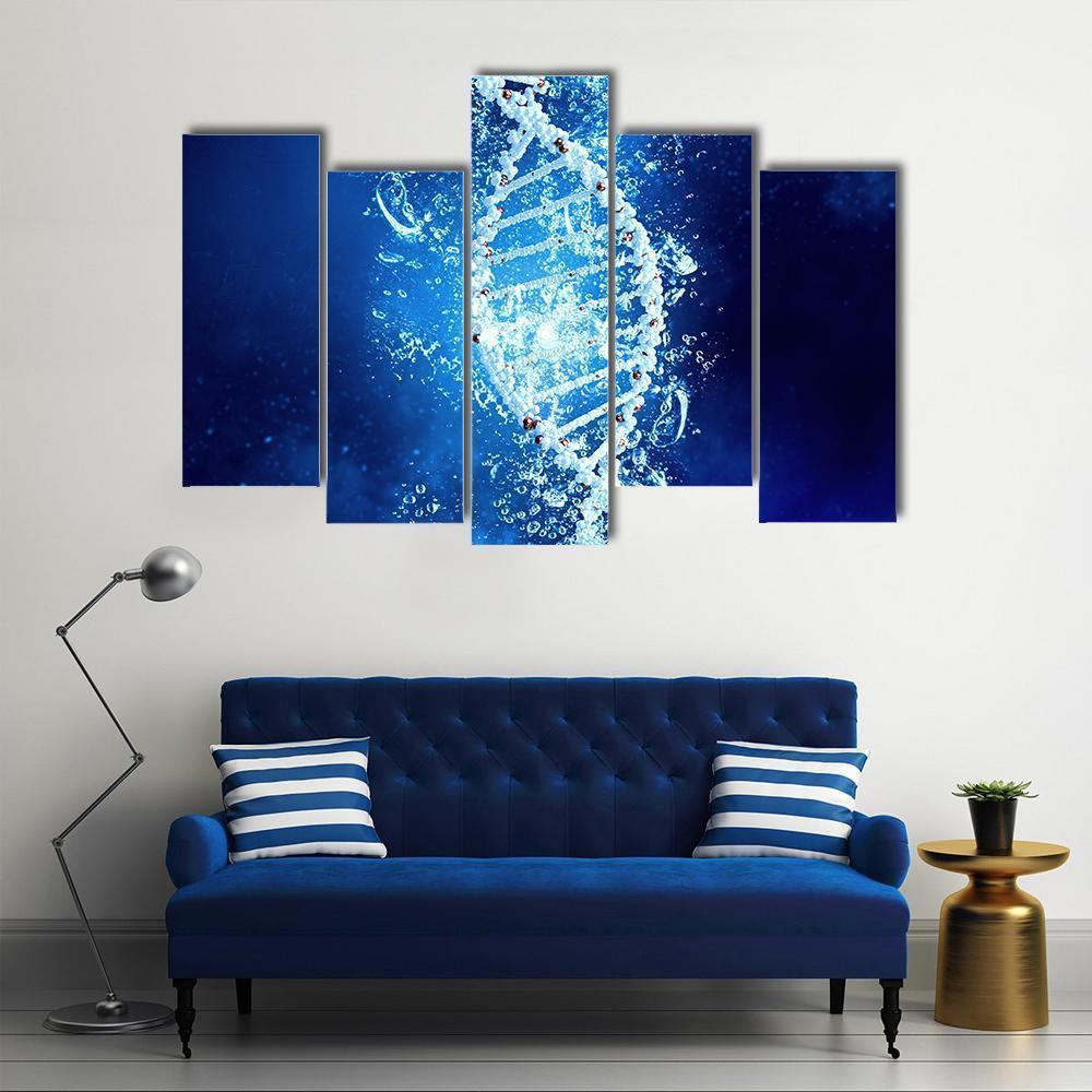 DNA Molecule In Water Canvas Wall Art-5 Pop-Gallery Wrap-47" x 32"-Tiaracle