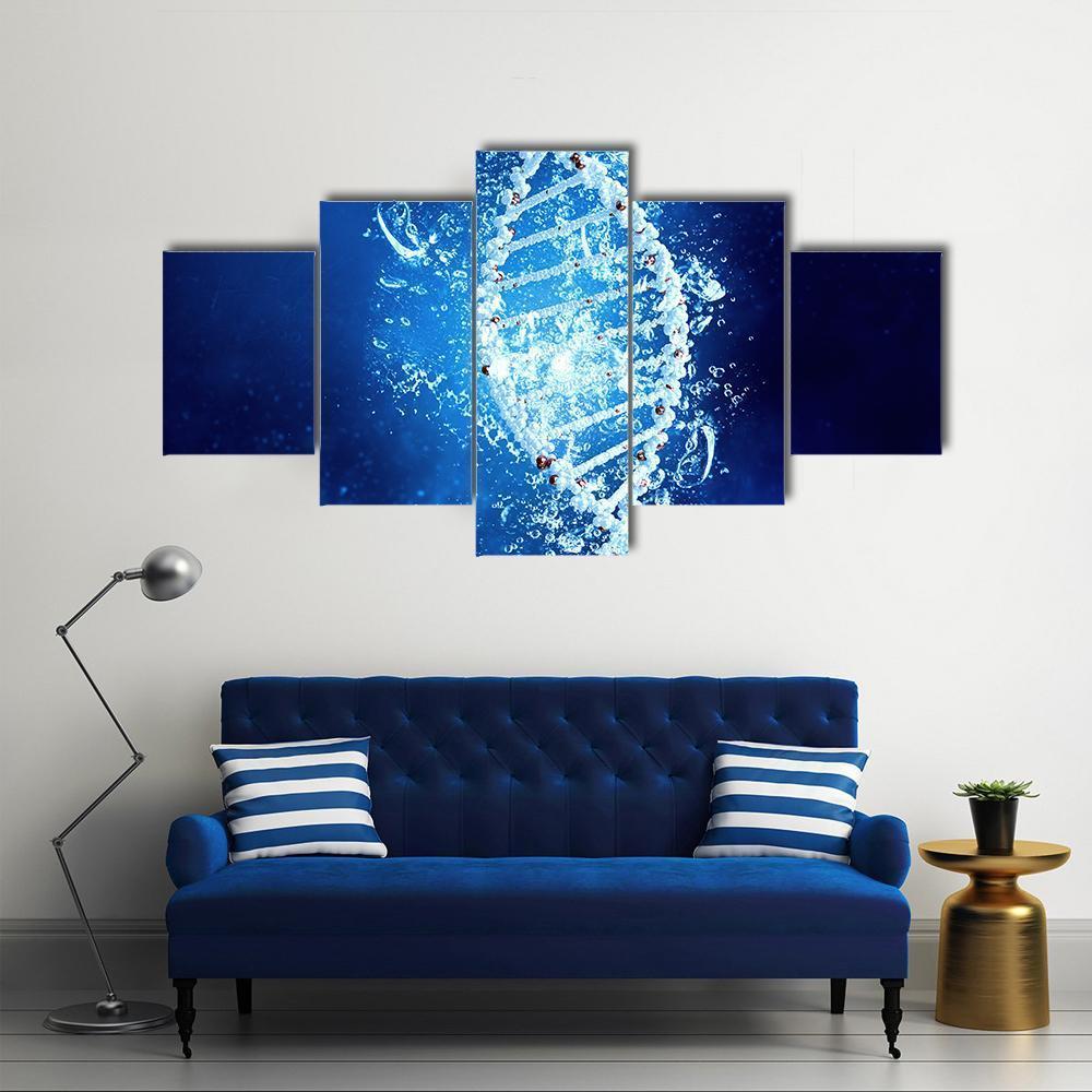 DNA Molecule In Water Canvas Wall Art-5 Star-Gallery Wrap-62" x 32"-Tiaracle