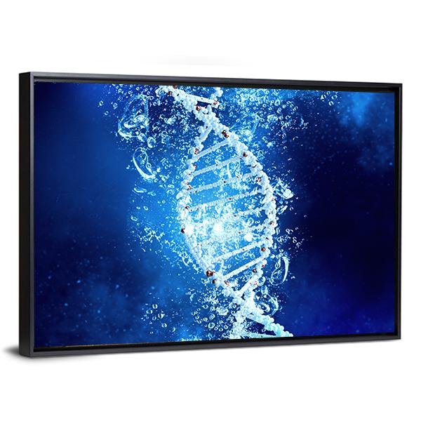 DNA Molecule In Water Canvas Wall Art-3 Horizontal-Gallery Wrap-25" x 16"-Tiaracle