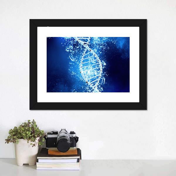 DNA Molecule In Water Canvas Wall Art-3 Horizontal-Gallery Wrap-25" x 16"-Tiaracle