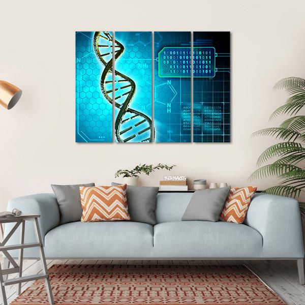 DNA Structure & Binary Code Canvas Wall Art-4 Horizontal-Gallery Wrap-34" x 24"-Tiaracle