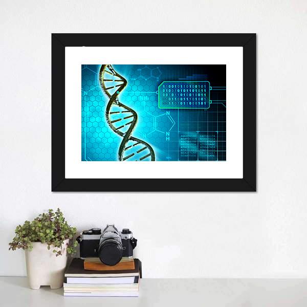 DNA Structure &amp; Binary Code Canvas Wall Art-5 Horizontal-Gallery Wrap-22" x 12"-Tiaracle
