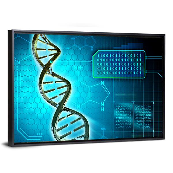 DNA Structure &amp; Binary Code Canvas Wall Art-5 Horizontal-Gallery Wrap-22" x 12"-Tiaracle