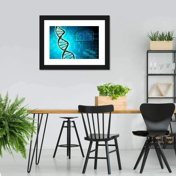 DNA Structure &amp; Binary Code Canvas Wall Art-3 Horizontal-Gallery Wrap-25&quot; x 16&quot;-Tiaracle