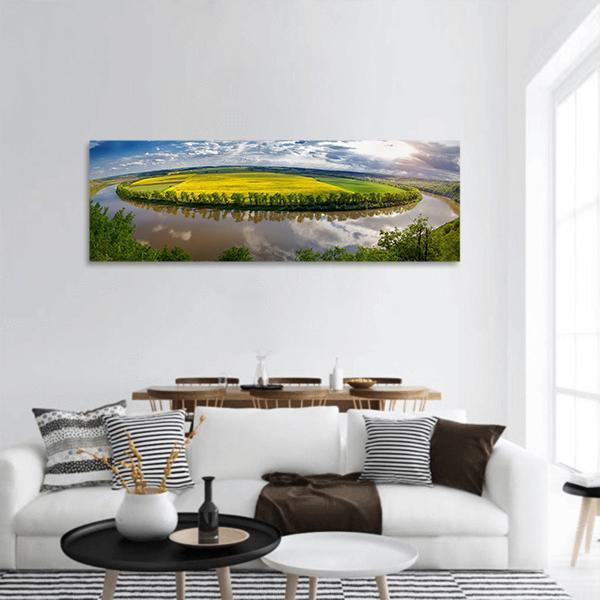 Dniester River Valley Panoramic Canvas Wall Art-1 Piece-36" x 12"-Tiaracle