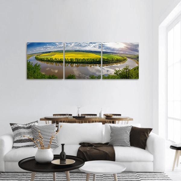 Dniester River Valley Panoramic Canvas Wall Art-3 Piece-25" x 08"-Tiaracle