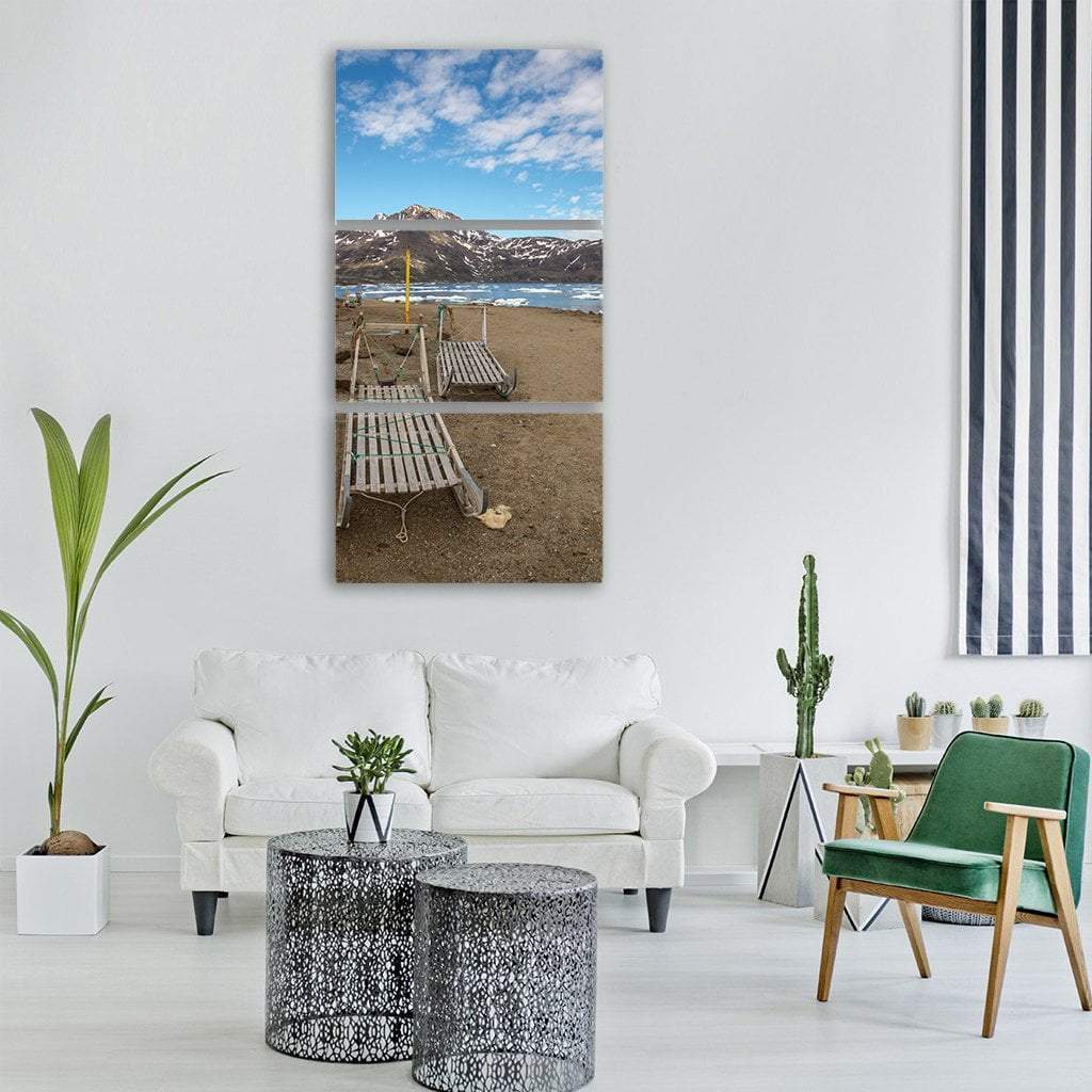 Dog Sled In Summer Vertical Canvas Wall Art-3 Vertical-Gallery Wrap-12" x 25"-Tiaracle