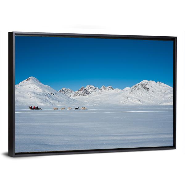 Dog sledding In Tasiilaq Canvas Wall Art-3 Horizontal-Gallery Wrap-25" x 16"-Tiaracle