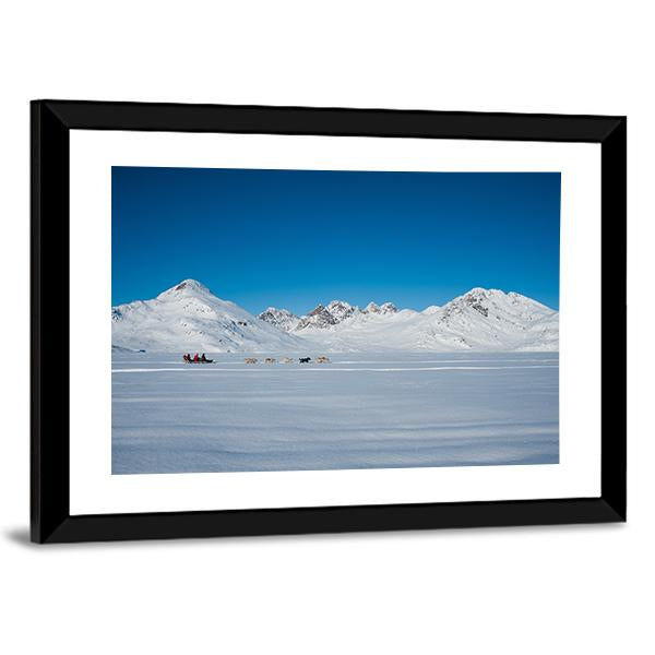 Dog sledding In Tasiilaq Canvas Wall Art-3 Horizontal-Gallery Wrap-25" x 16"-Tiaracle