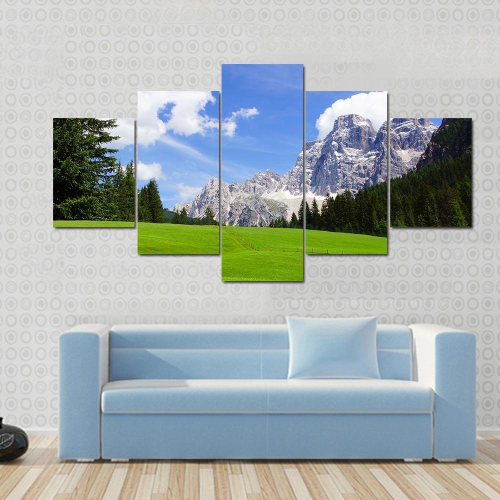 Dolomites Landscape Italy Canvas Wall Art-5 Star-Gallery Wrap-62" x 32"-Tiaracle