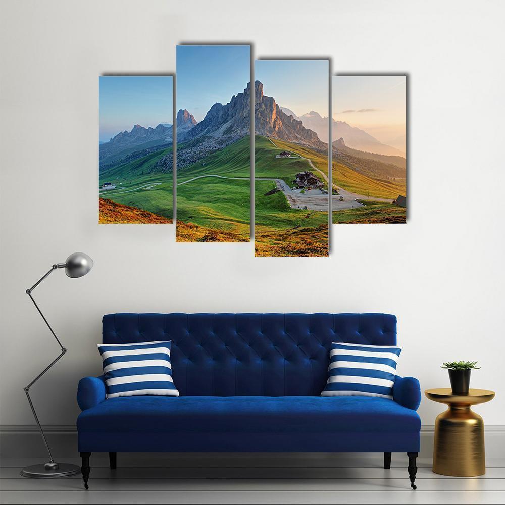 Dolomites Landscape Canvas Wall Art-4 Pop-Gallery Wrap-50" x 32"-Tiaracle