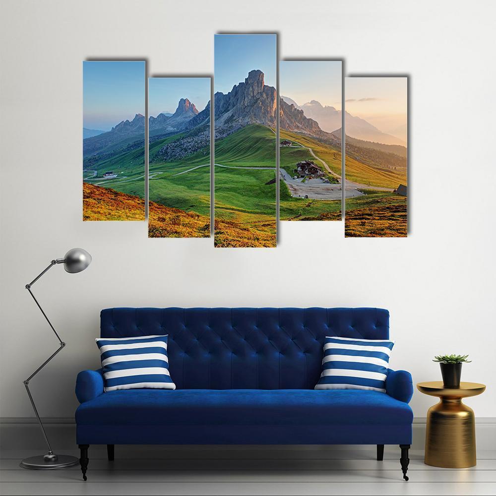 Dolomites Landscape Canvas Wall Art-5 Pop-Gallery Wrap-47" x 32"-Tiaracle