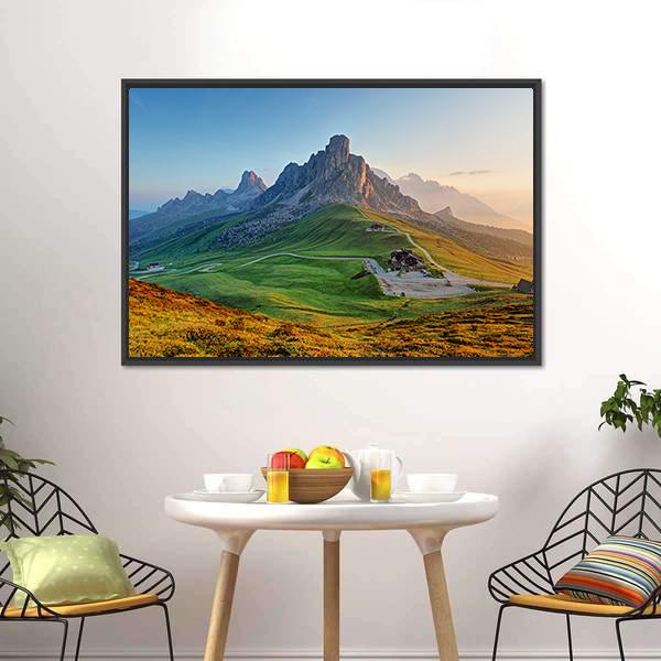 Dolomites Landscape Canvas Wall Art-1 Piece-Floating Frame-24" x 16"-Tiaracle