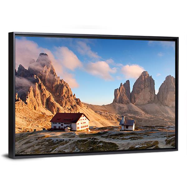 Dolomites Mountain At Sunset Canvas Wall Art-3 Horizontal-Gallery Wrap-25" x 16"-Tiaracle