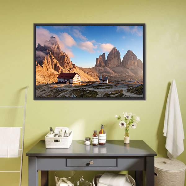 Dolomites Mountain At Sunset Canvas Wall Art-3 Horizontal-Gallery Wrap-25" x 16"-Tiaracle
