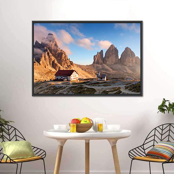 Dolomites Mountain At Sunset Canvas Wall Art-1 Piece-Floating Frame-24" x 16"-Tiaracle