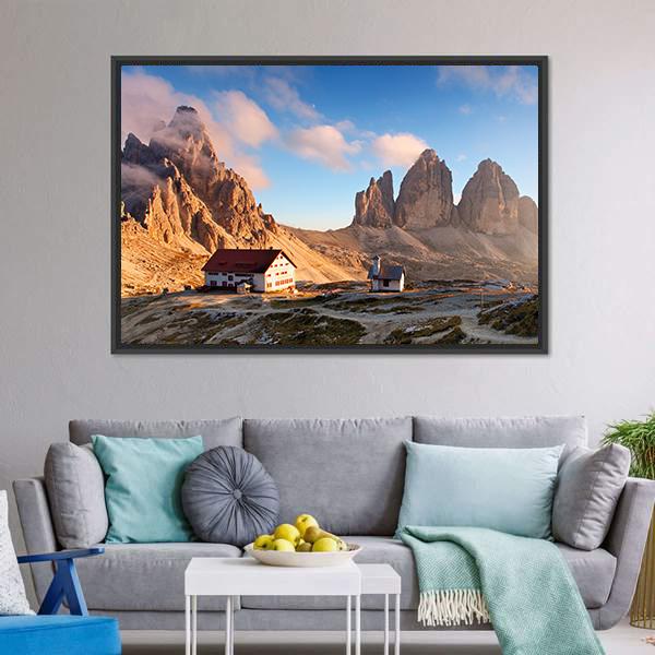 Dolomites Mountain At Sunset Canvas Wall Art-3 Horizontal-Gallery Wrap-25" x 16"-Tiaracle