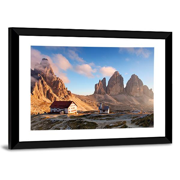 Dolomites Mountain At Sunset Canvas Wall Art-3 Horizontal-Gallery Wrap-25" x 16"-Tiaracle
