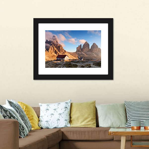 Dolomites Mountain At Sunset Canvas Wall Art-1 Piece-Framed Print-20" x 16"-Tiaracle