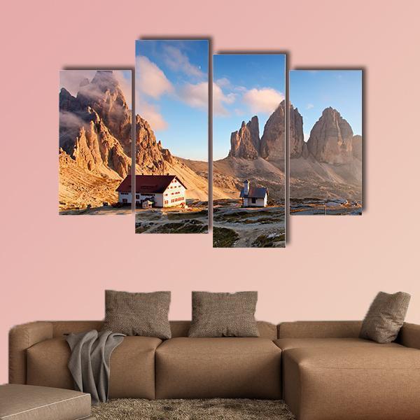 Dolomites Mountain At Sunset Canvas Wall Art-3 Horizontal-Gallery Wrap-37" x 24"-Tiaracle