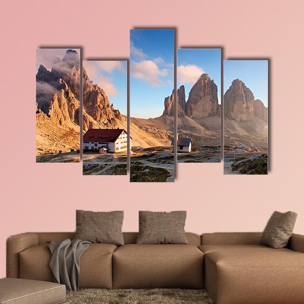 Dolomites Mountain At Sunset Canvas Wall Art-5 Pop-Gallery Wrap-47" x 32"-Tiaracle