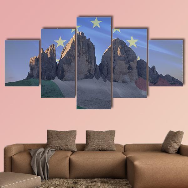 Dolomiti Flags Series Canvas Wall Art-5 Star-Gallery Wrap-62" x 32"-Tiaracle