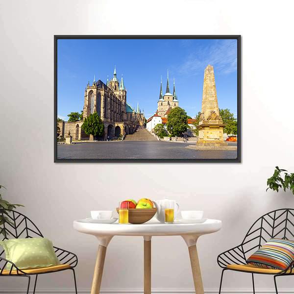 Dom Hill Of Erfurt Canvas Wall Art-1 Piece-Floating Frame-24" x 16"-Tiaracle