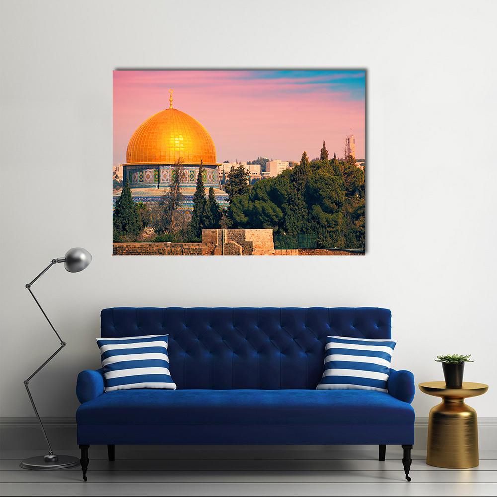 Dome Of Jerusalem Canvas Wall Art-5 Horizontal-Gallery Wrap-22" x 12"-Tiaracle