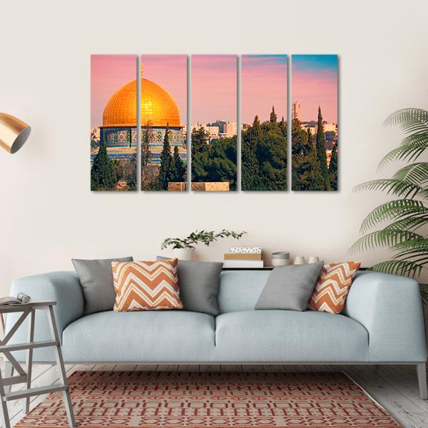 Dome Of Jerusalem Canvas Wall Art-5 Horizontal-Gallery Wrap-22" x 12"-Tiaracle
