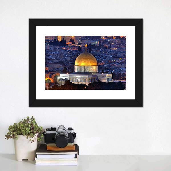 Dome Of Rock Jerusalem Canvas Wall Art-5 Horizontal-Gallery Wrap-22" x 12"-Tiaracle