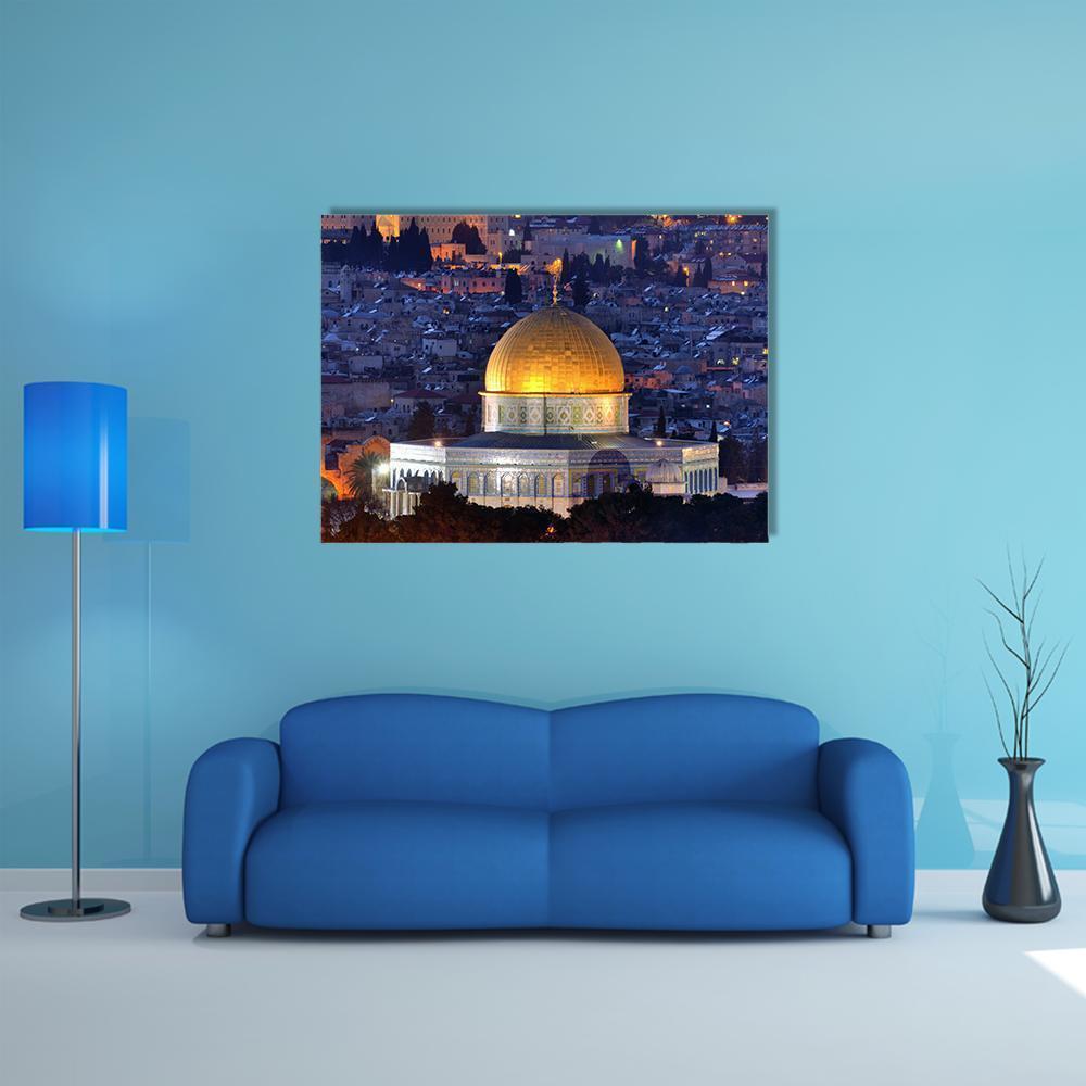 Dome Of Rock Jerusalem Canvas Wall Art-5 Horizontal-Gallery Wrap-22" x 12"-Tiaracle