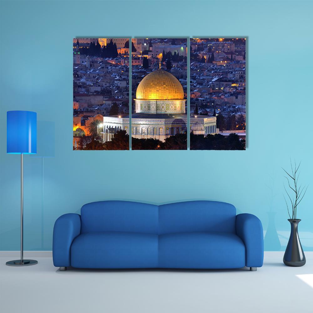 Dome Of Rock Jerusalem Canvas Wall Art-3 Horizontal-Gallery Wrap-37&quot; x 24&quot;-Tiaracle