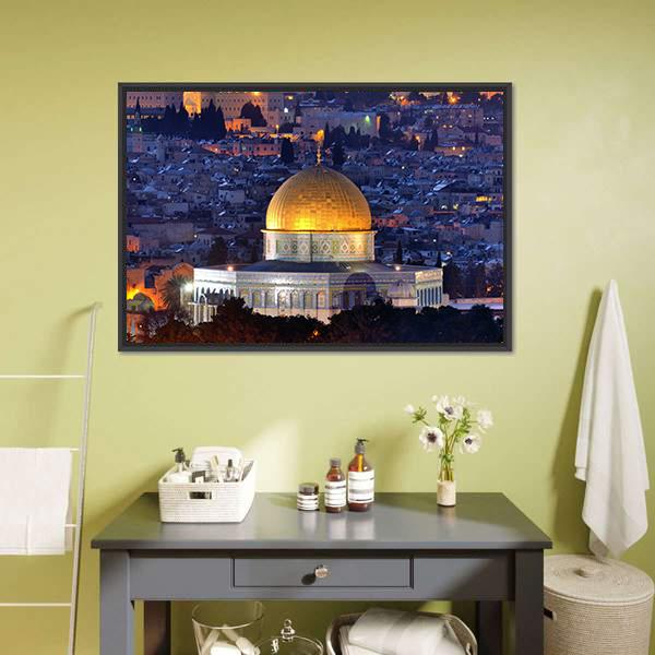 Dome Of Rock Jerusalem Vertical Canvas Wall Art-3 Vertical-Gallery Wrap-12" x 25"-Tiaracle