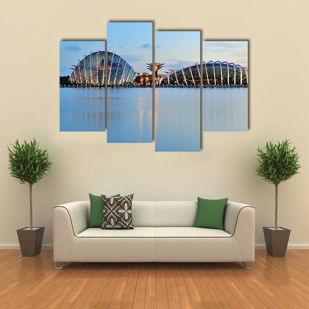 Domes &amp; Super Trees Canvas Wall Art-4 Pop-Gallery Wrap-50" x 32"-Tiaracle