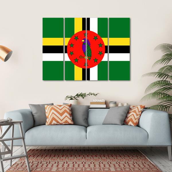 Dominica Flag Canvas Wall Art-4 Horizontal-Gallery Wrap-34" x 24"-Tiaracle